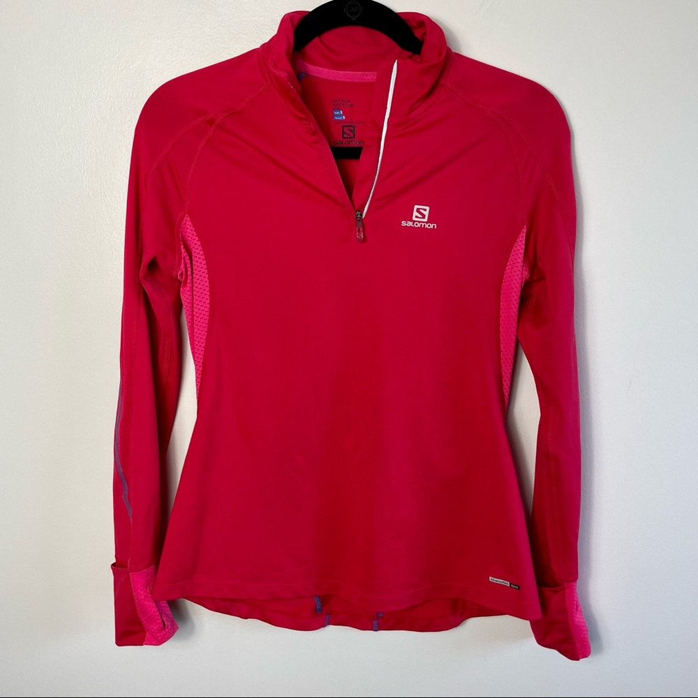 Salomon Small Advancedskin Warm Quarter Zip Running Shirt Thumbholes